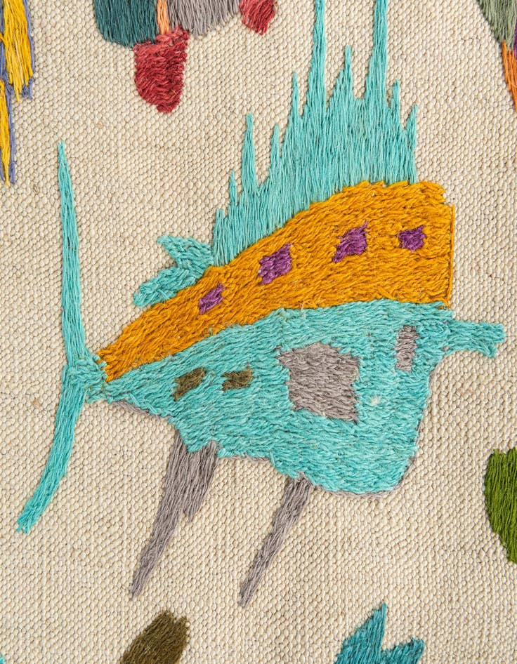 Detail image of  2' 8 x 9' 4  Hand Woven Kilim Suzani Wool Runner Rug