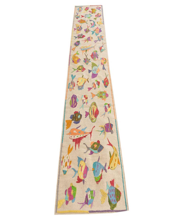 Detail image of  2' 5 x 9' 6  Hand Woven Kilim Suzani Wool Runner Rug