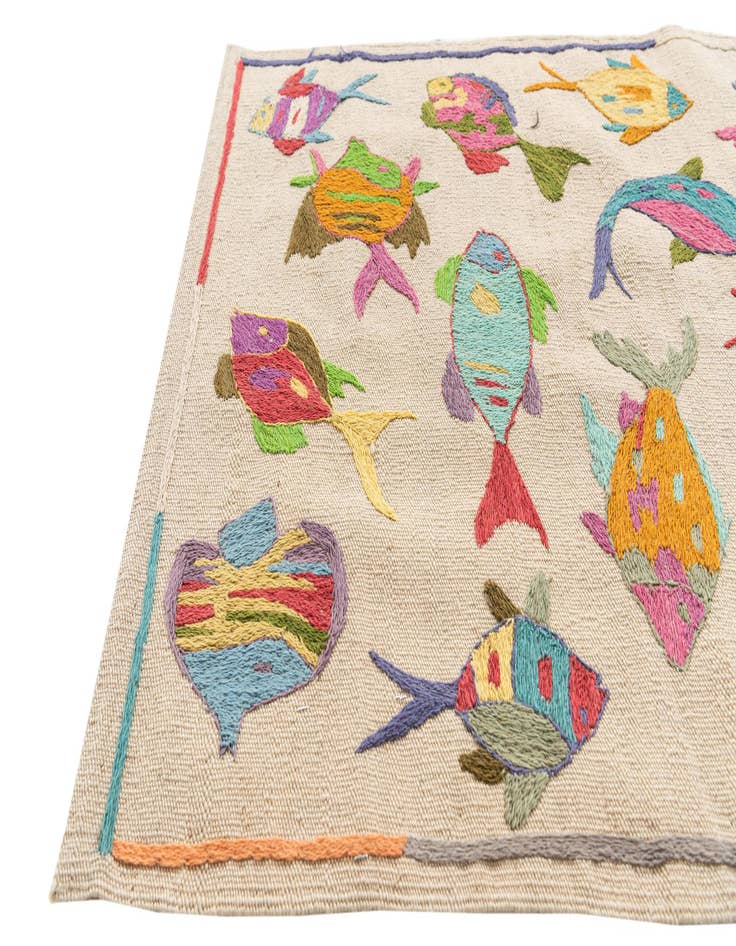 Detail image of  2' 5 x 9' 6  Hand Woven Kilim Suzani Wool Runner Rug