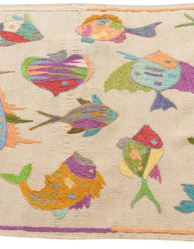 Detail image of  2' 5 x 9' 6  Hand Woven Kilim Suzani Wool Runner Rug