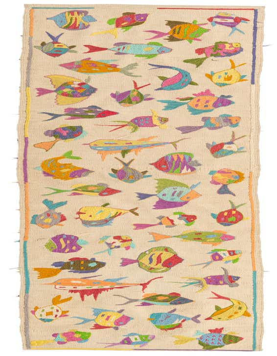 Primary image  2' 5 x 9' 6  Hand Woven Kilim Suzani Wool Runner Rug