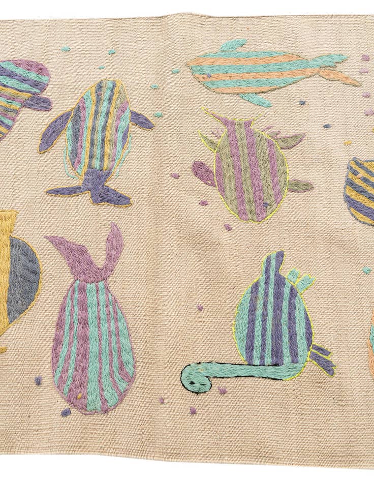 Detail image of  2' 4 x 7' 7  Hand Woven Kilim Suzani Wool Runner Rug