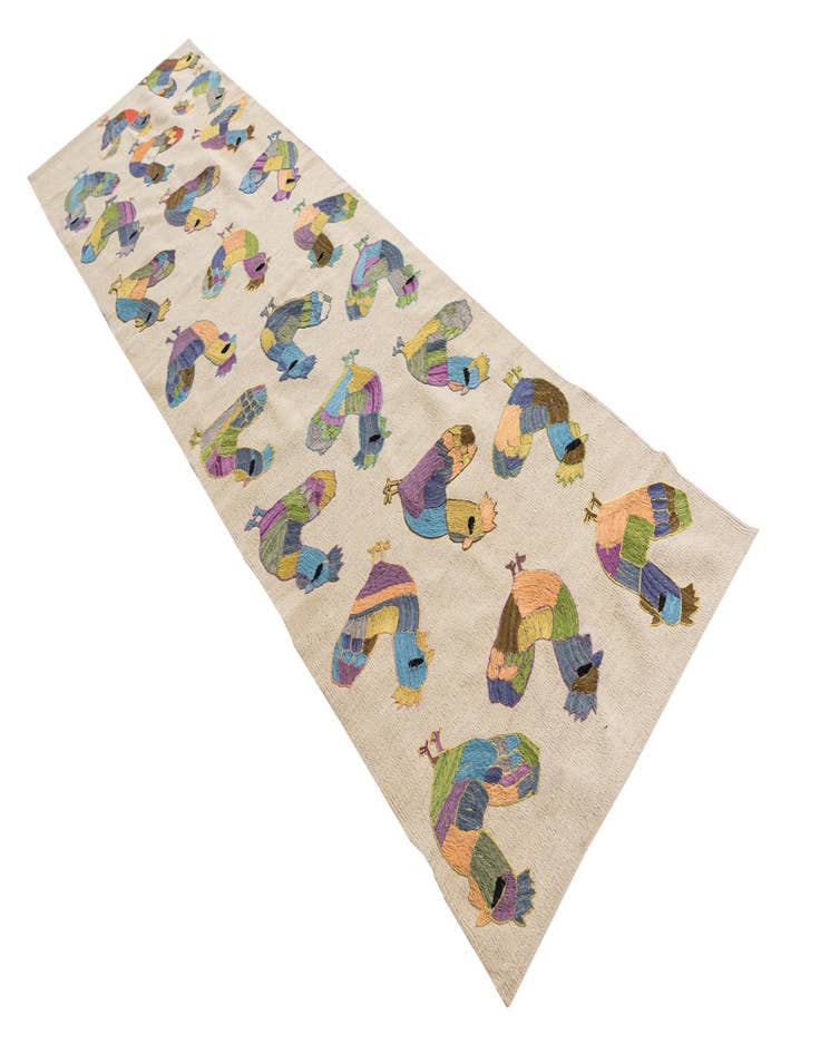 Detail image of  2' 8 x 9' 4  Hand Woven Kilim Suzani Wool Runner Rug