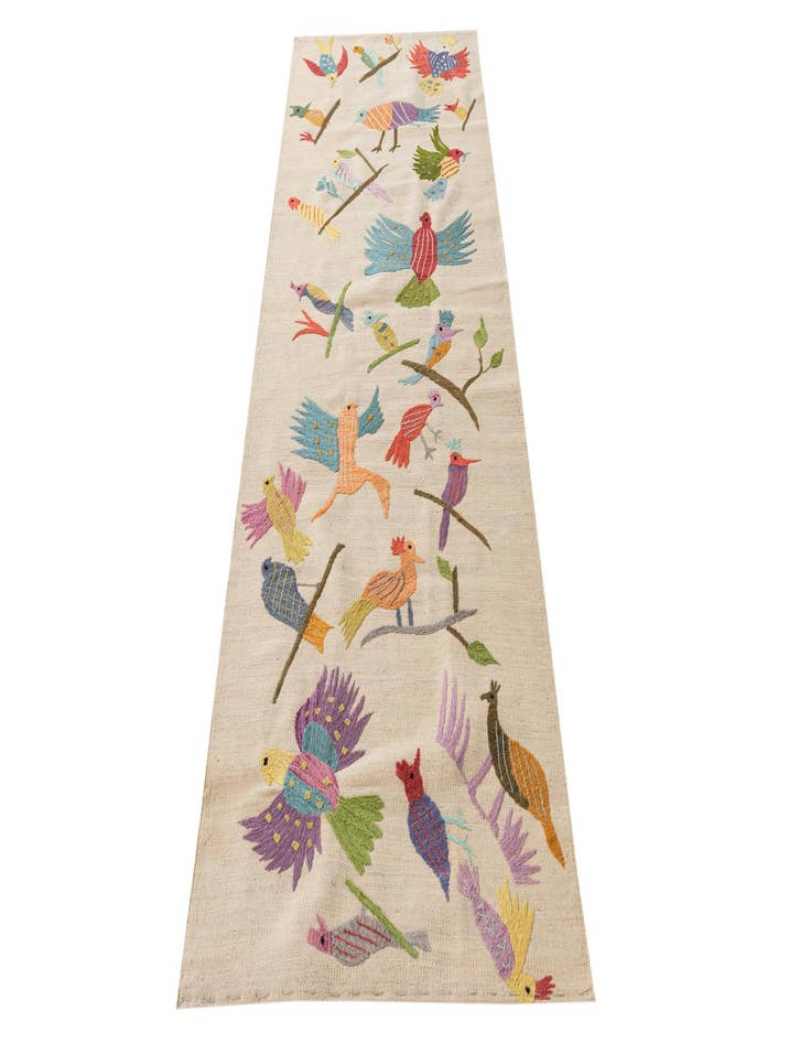 Detail image of  2' 7 x 7' 6  Hand Woven Kilim Suzani Wool Runner Rug