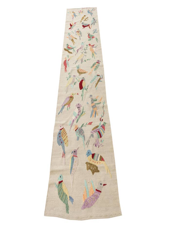 Detail image of  2' 4 x 9' 4  Hand Woven Kilim Suzani Wool Runner Rug