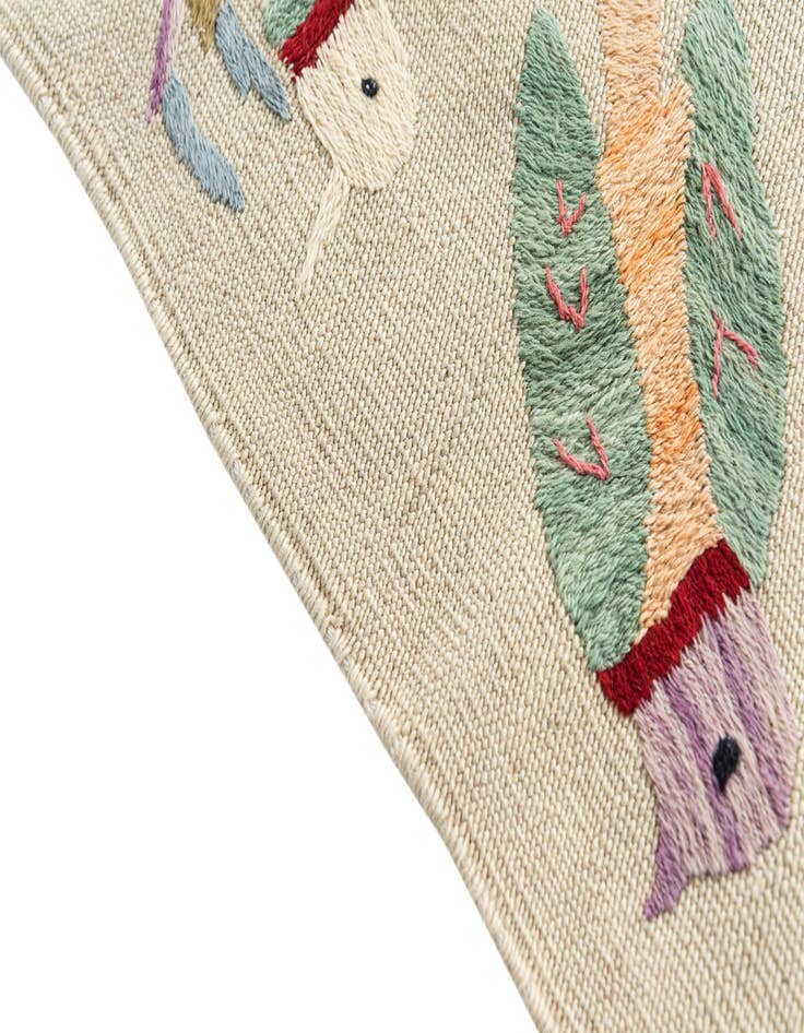 Detail image of  2' 4 x 9' 4  Hand Woven Kilim Suzani Wool Runner Rug