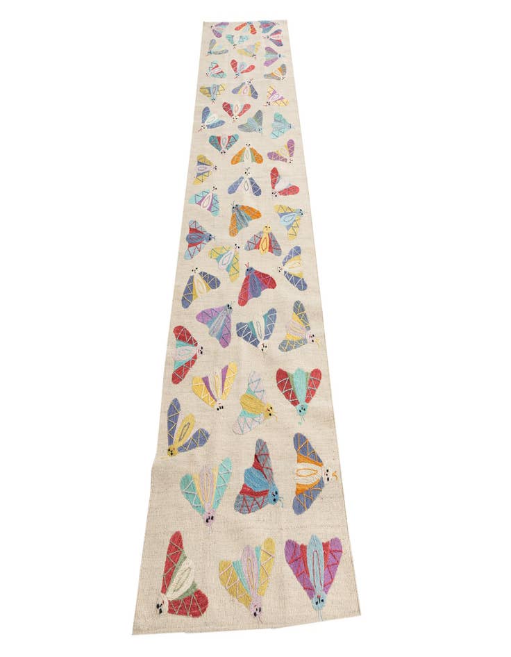 Detail image of 2' 5 x 9' 7 Hand Woven Kilim Suzani Wool Runner Rug