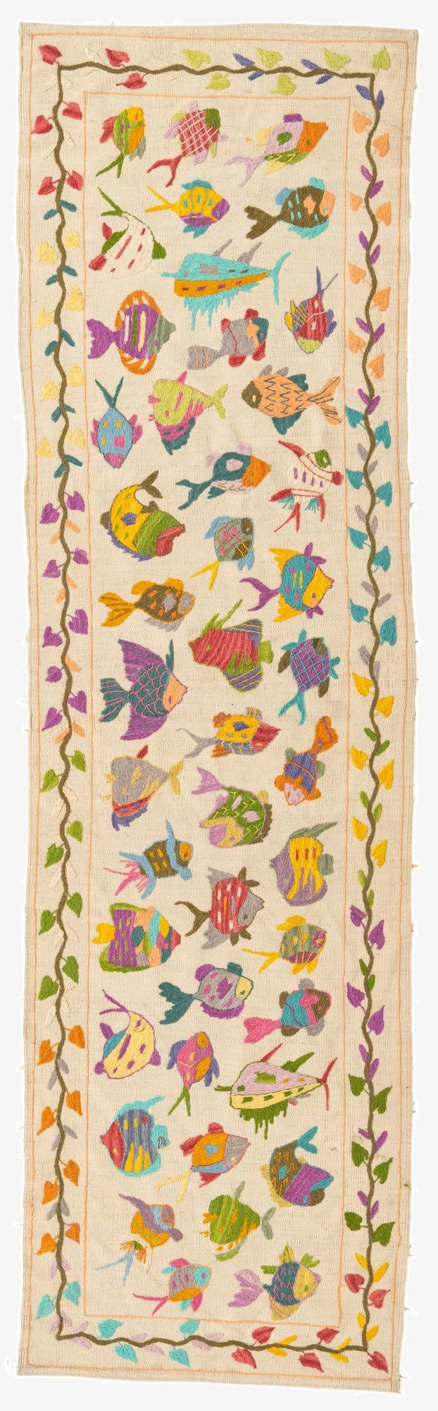  2' 8 x 9' 4  Hand Woven Kilim Suzani Wool Runner Rug