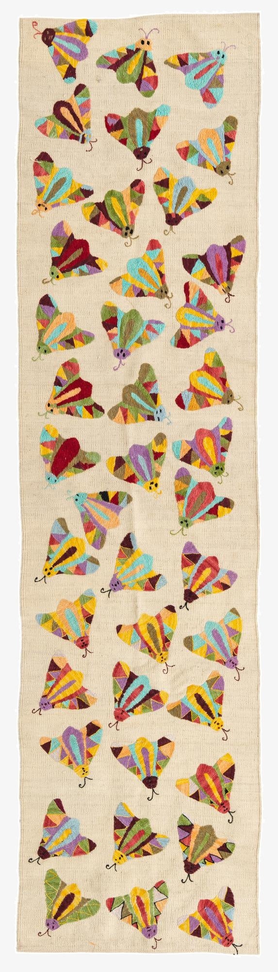  2' 5 x 9' 5  Hand Woven Kilim Suzani Wool Runner Rug