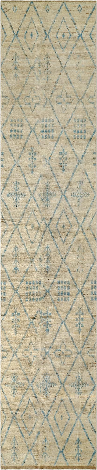  4' 1 x 19' 6  Hand Knotted Moroccan Wool Runner Rug
