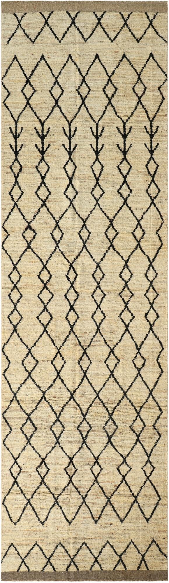  4' 4 x 15'  Hand Knotted Moroccan Wool Runner Rug