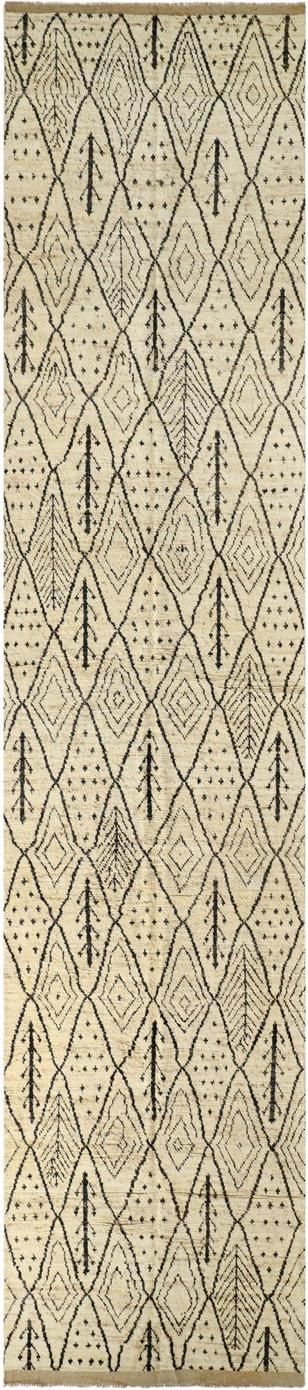  4' 11 x 22' 2  Hand Knotted Moroccan Wool Runner Rug