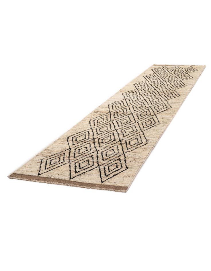 Detail image of  3' 2 x 15' 3  Hand Knotted Moroccan Wool Runner Rug