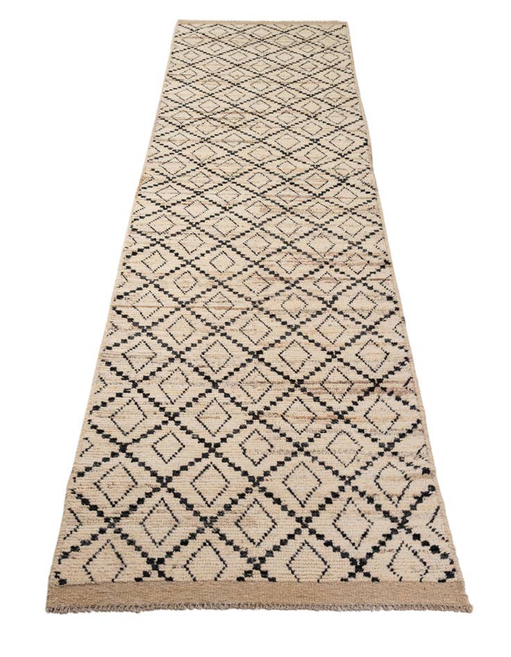 Detail image of  3' 2 x 16' 9  Hand Knotted Moroccan Wool Runner Rug