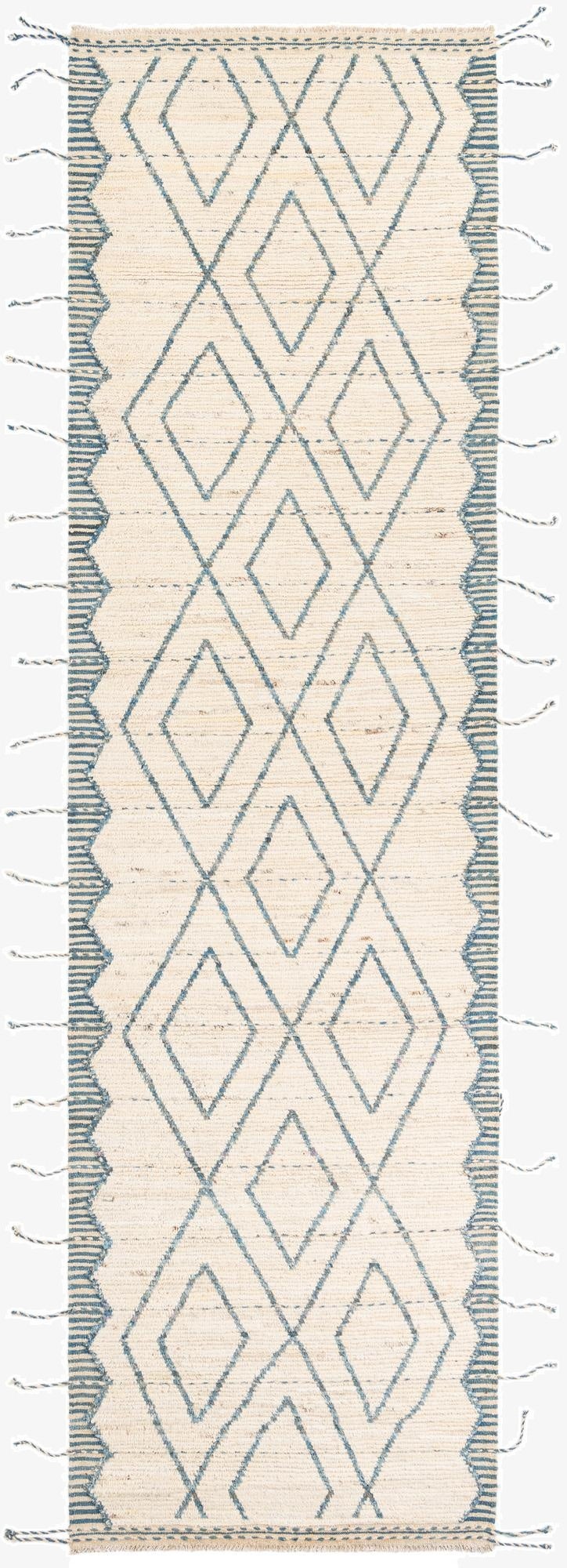  3' 7 x 12' 9  Hand Knotted Moroccan Wool Runner Rug