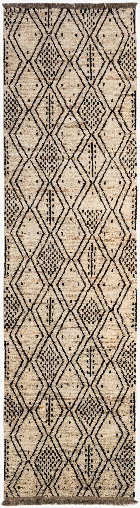  3' 2 x 12' 4  Hand Knotted Moroccan Wool Runner Rug