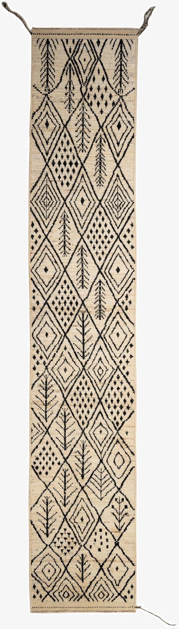  3' x 16' 6  Hand Knotted Moroccan Wool Runner Rug