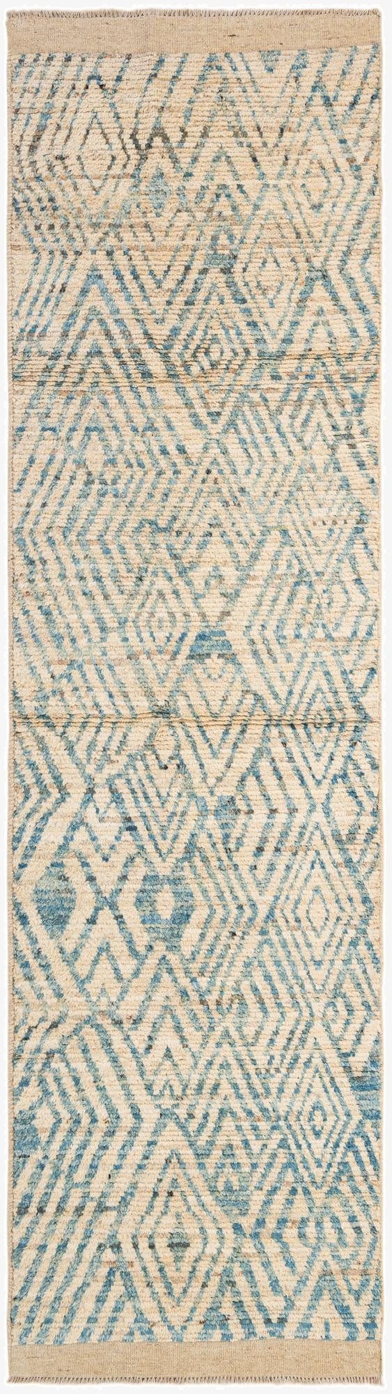  2' 10 x 10' 4  Hand Knotted Moroccan Wool Runner Rug