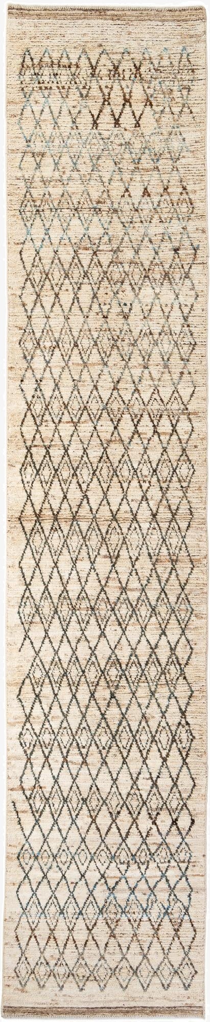  3' 2 x 15' 10  Hand Knotted Moroccan Wool Runner Rug