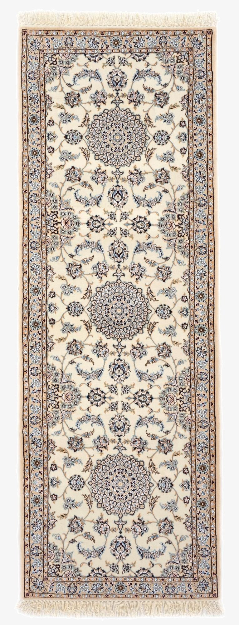  3' 6 x 9' 10  Hand Knotted Nain Persian Wool Runner Rug