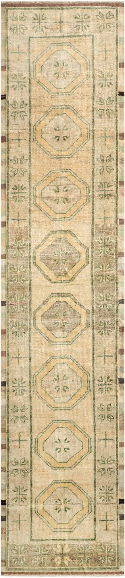  2' 9 x 12' 5  Hand Knotted Oushak Wool Runner Rug