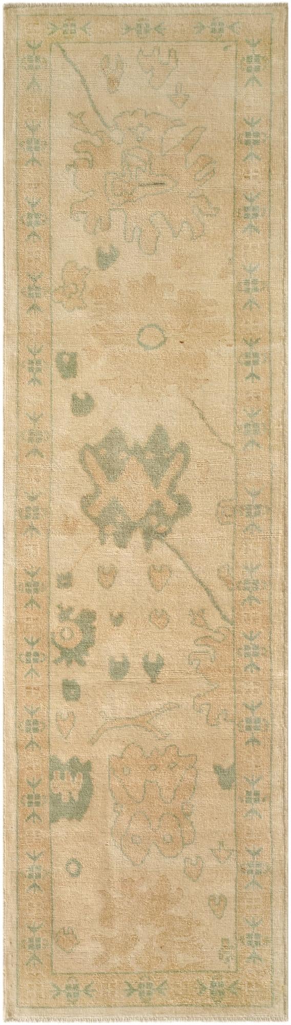  2' 9 x 9' 9  Hand Knotted Oushak Wool Runner Rug