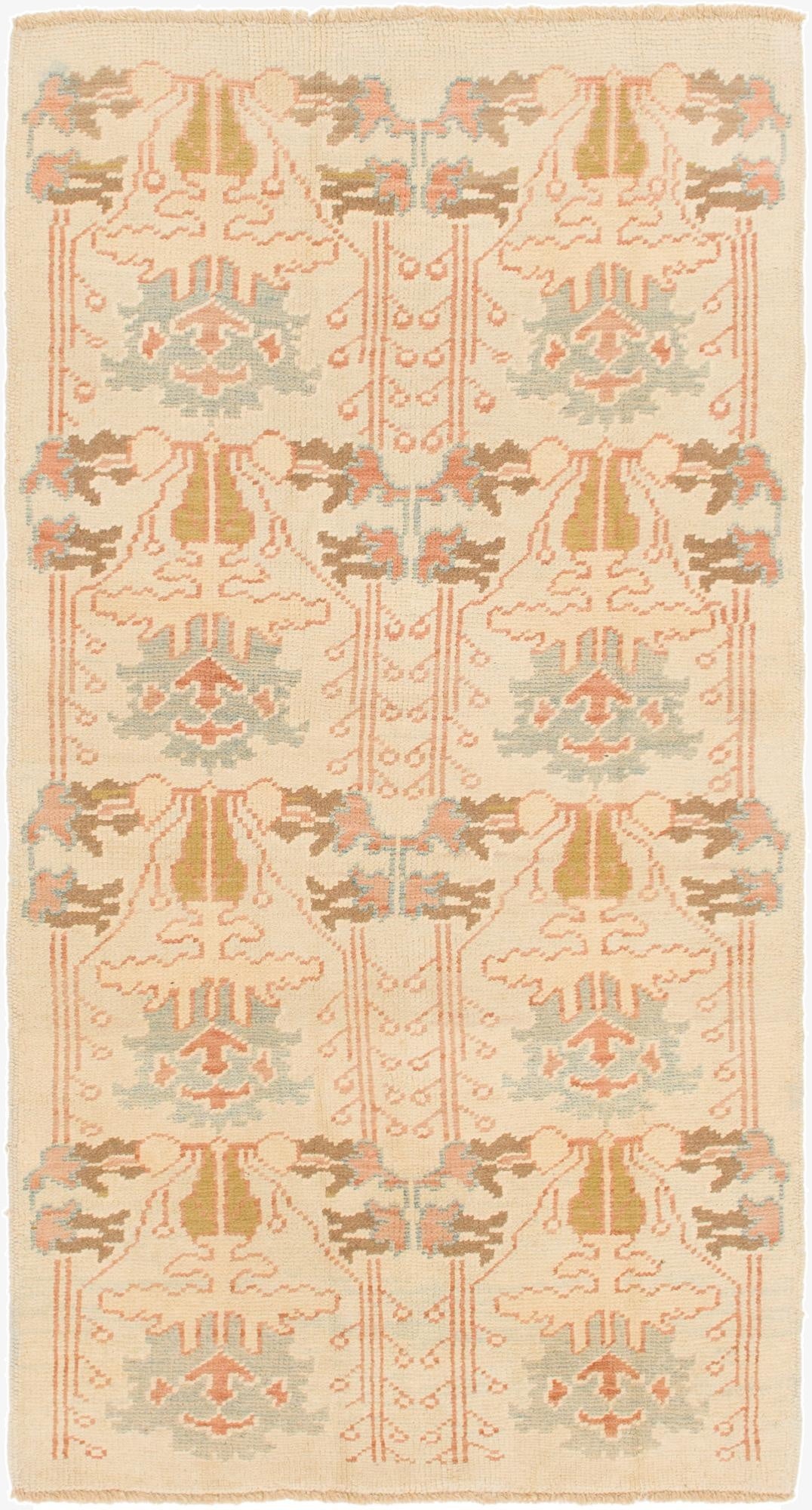  4' 3 x 8' 2  Hand Knotted Oushak Wool Runner Rug