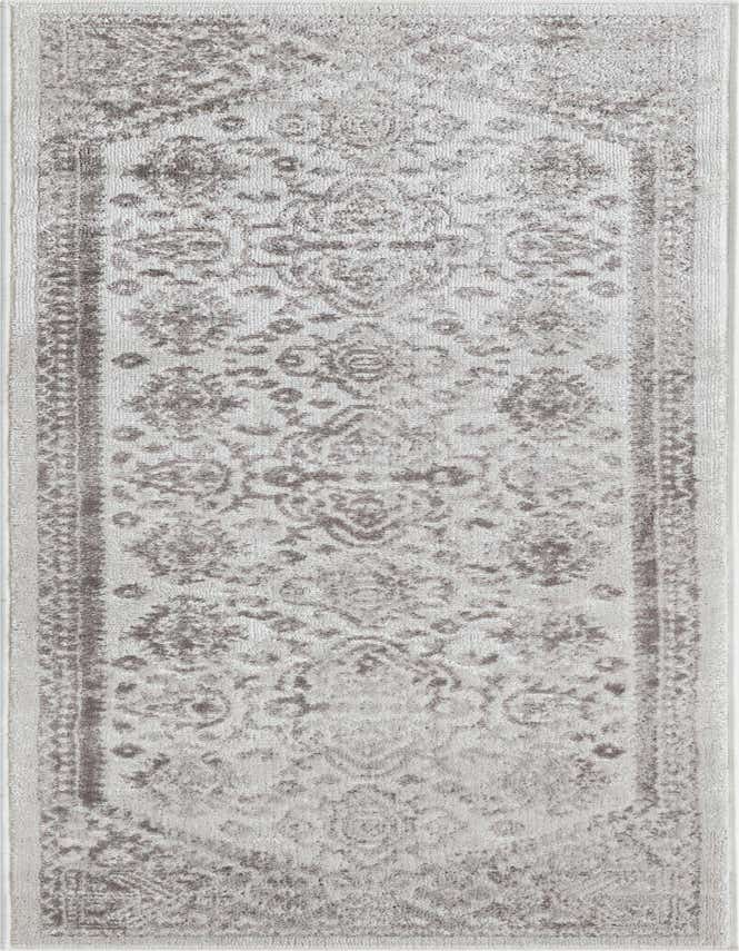 A 6 ft runner rug from the Oxford collection, featuring a distressed ivory and cream medallion pattern with a traditional border.