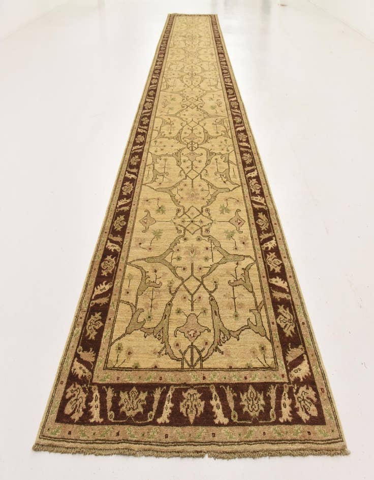 Detail image of  3' 10 x 19' 5  Hand Knotted Peshawar Ziegler Runner Rug