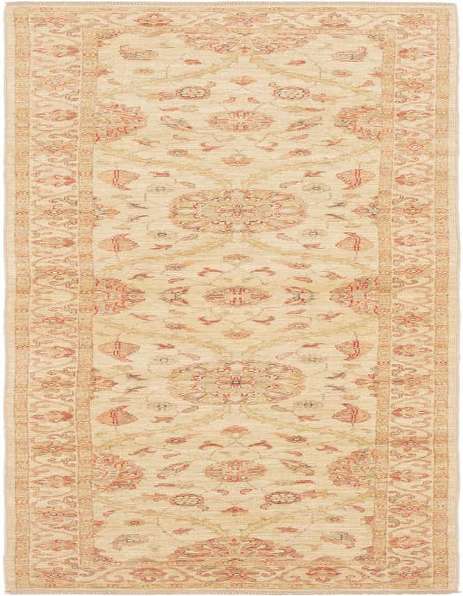 A 10 ft ivory runner rug with a traditional botanical and floral pattern in muted reds and creams, ideal for a hallway.