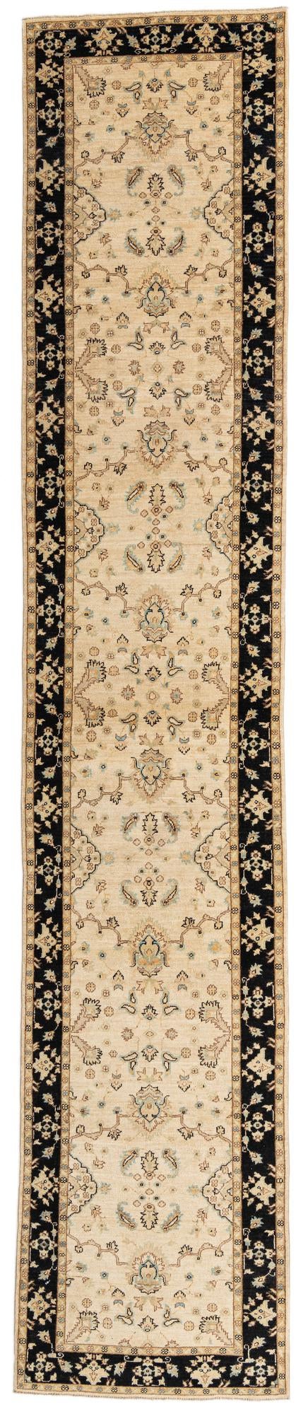  3' 3 x 17' 1  Hand Knotted Peshawar Ziegler Runner Rug