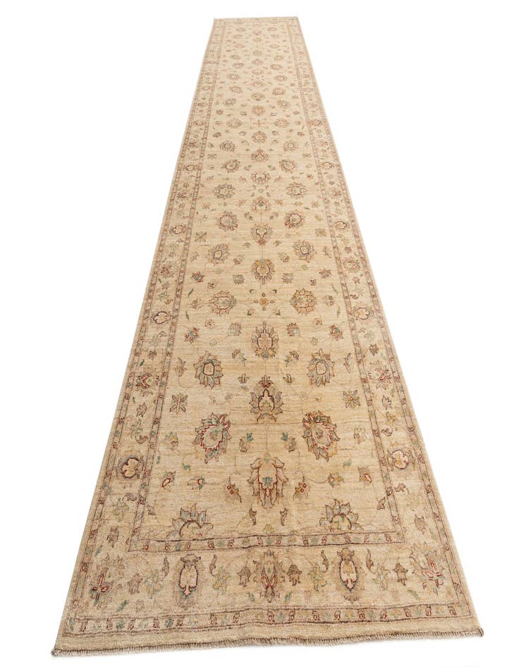 Detail image of  5' x 19'  Hand Knotted Peshawar Ziegler Runner Rug