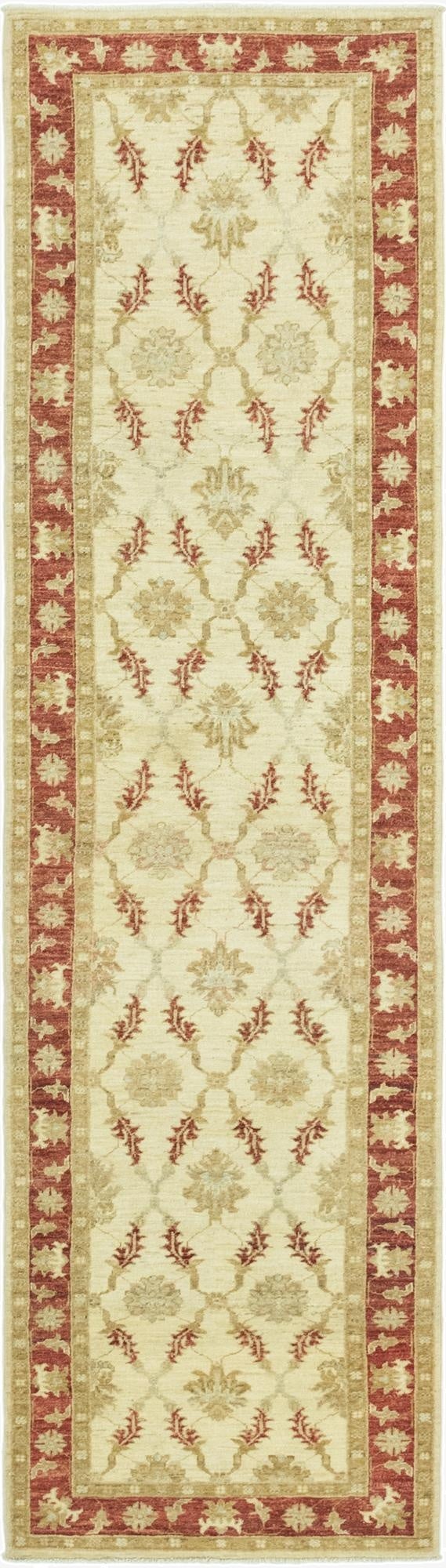  2' 8 x 9' 10  Hand Knotted Peshawar Ziegler Runner Rug