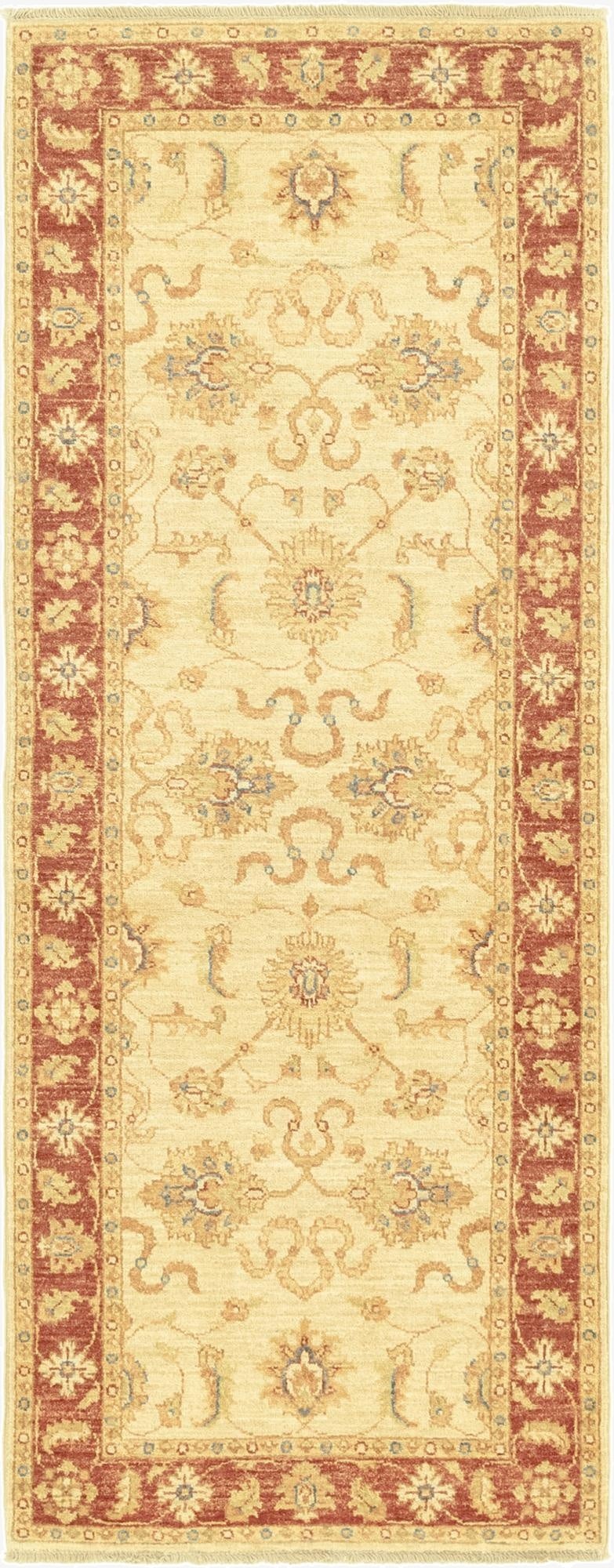  2' 6 x 6' 6  Hand Knotted Peshawar Ziegler Runner Rug