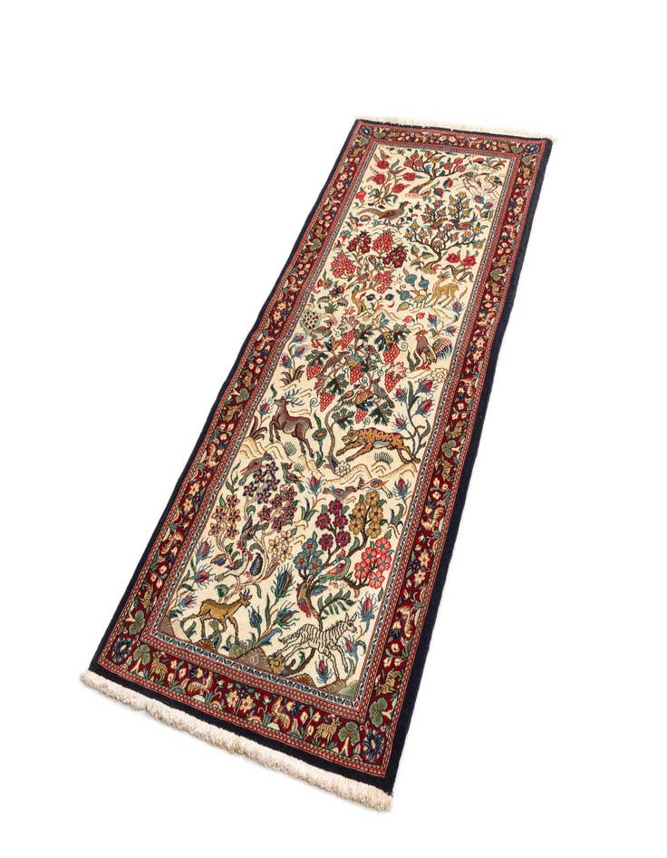 Detail image of  2' 9 x 6' 5  Hand Knotted Qom Persian Runner Rug