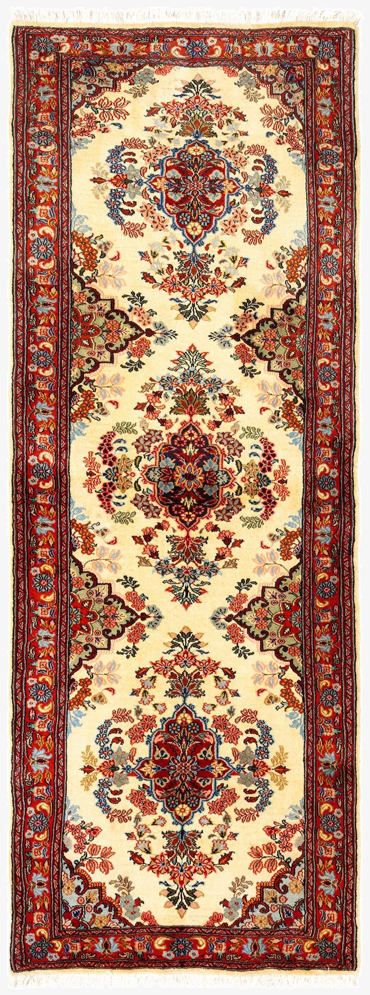  2' 7 x 6' 10  Hand Knotted Qom Persian Runner Rug