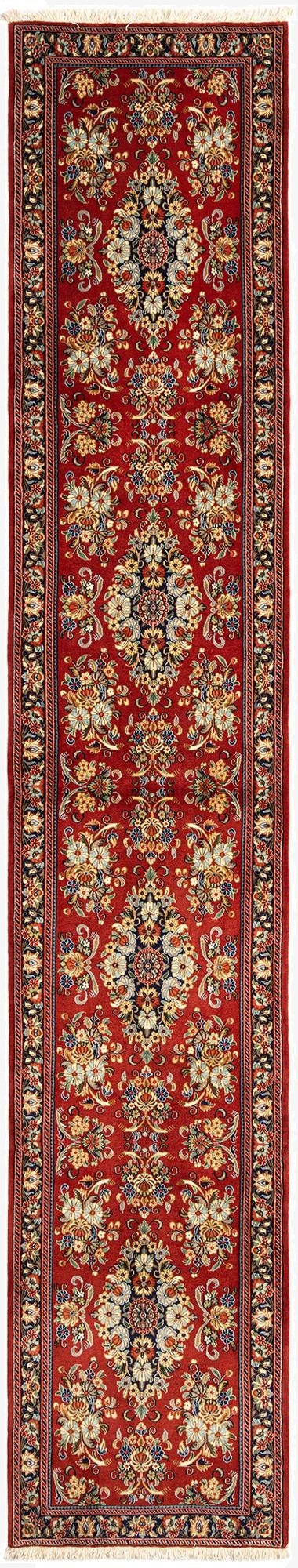  2' 7 x 13' 11  Hand Knotted Qom Persian Runner Rug