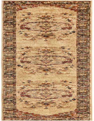A 12 ft runner rug in ivories and creams with a distressed traditional medallion pattern and a dark border, ideal for a hallway.