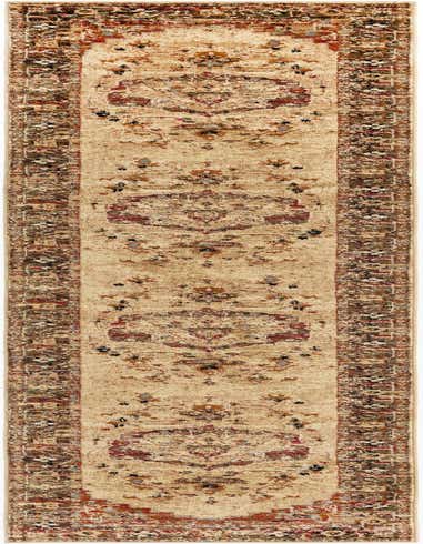 A 14 ft runner rug in ivory and cream with a distressed traditional medallion pattern and a detailed border, suitable for a hallway.