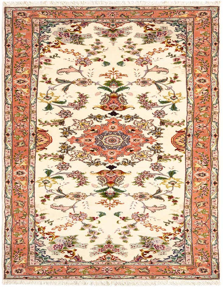 A 7 ft runner rug in ivory with a traditional Persian floral pattern in shades of peach, green, and purple, suitable for a hallway.
