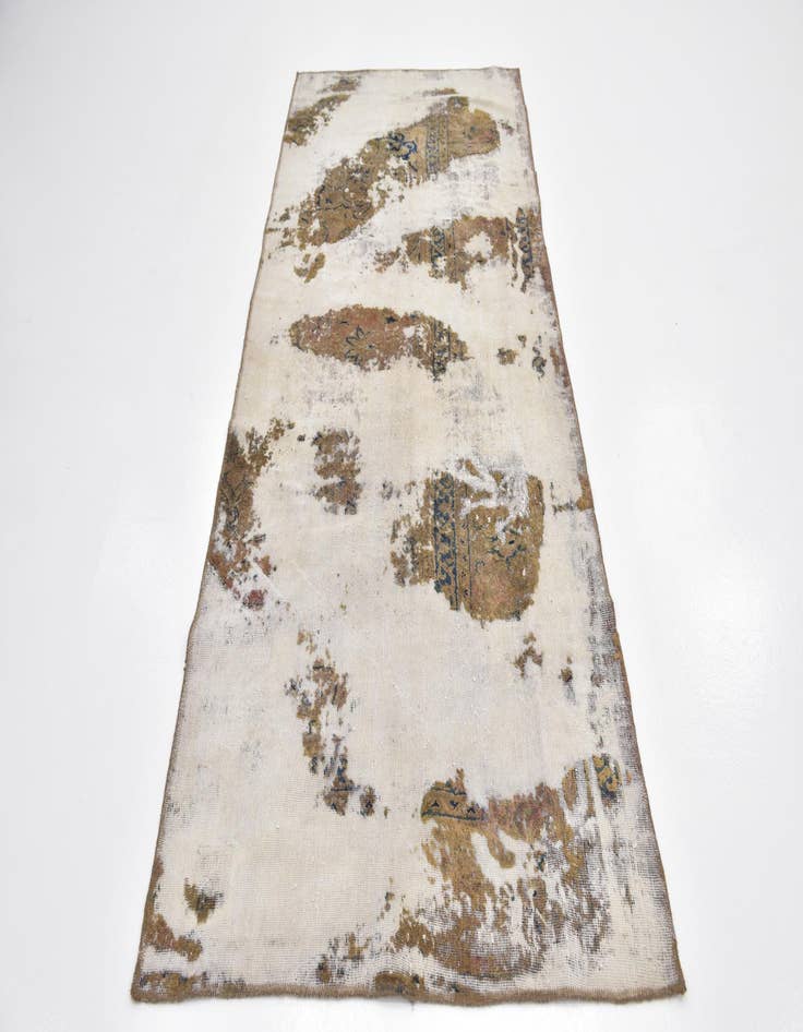 Detail image of  3' 9 x 9'  Hand Knotted Ultra Vintage Persian Wool Runner Rug