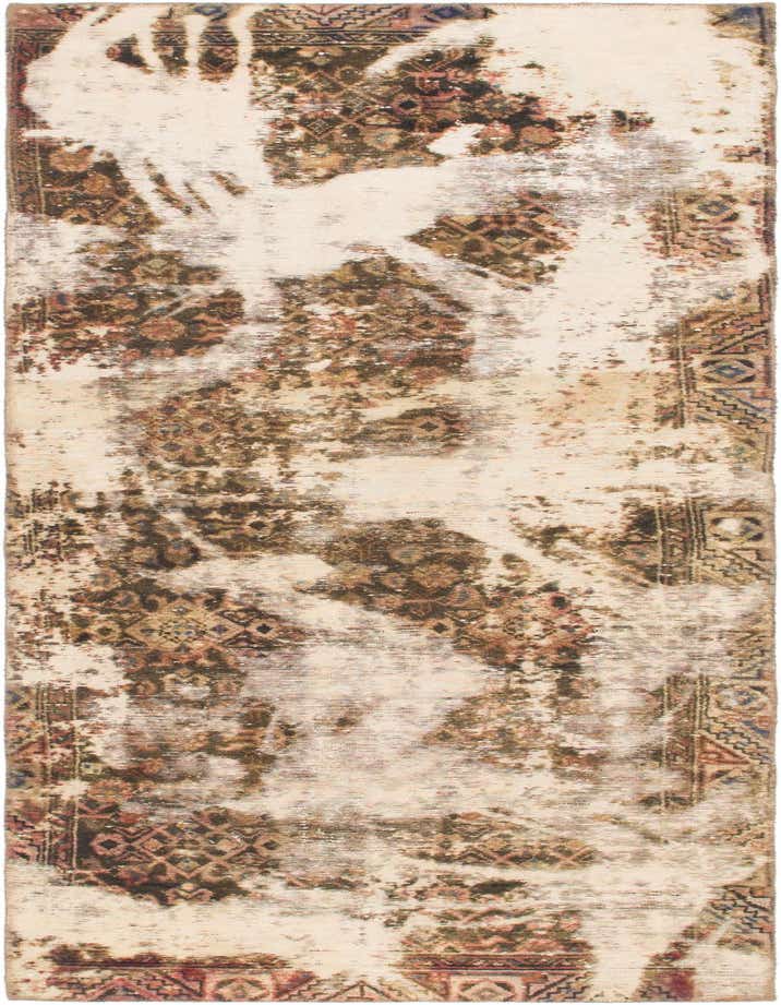 A 9 ft ivory runner rug with a distressed Persian pattern in brown, cream, and subtle blue, ideal for a hallway.