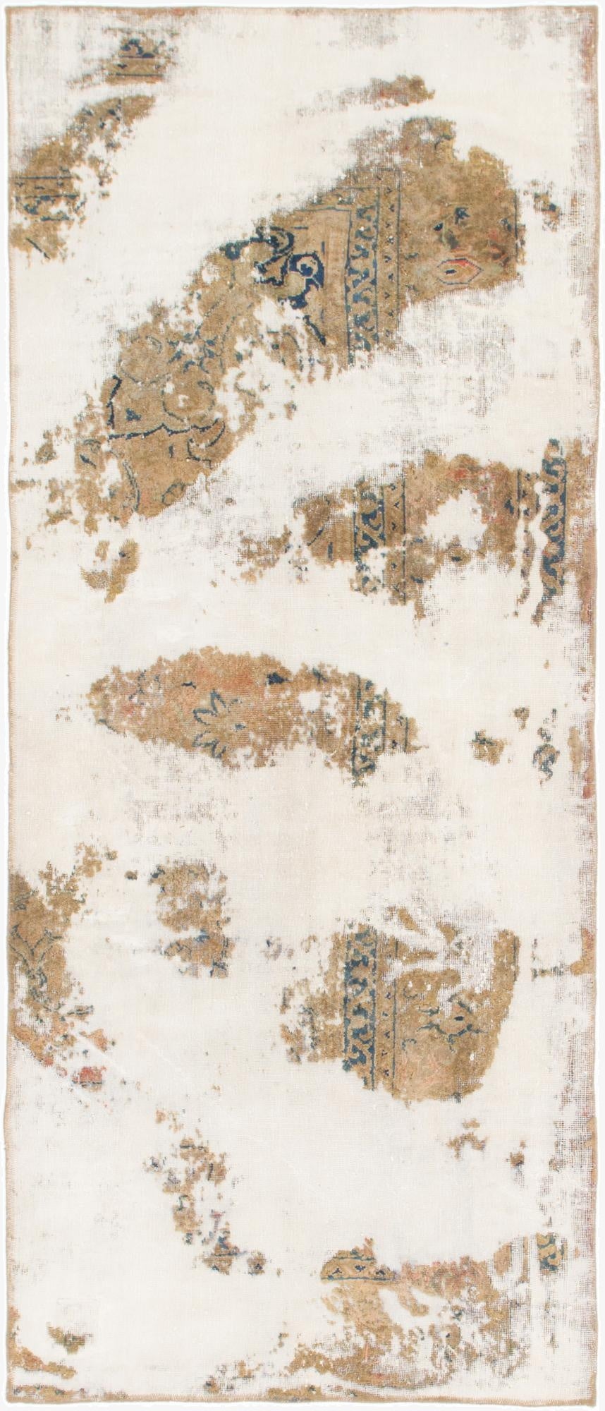  3' 9 x 9'  Hand Knotted Ultra Vintage Persian Wool Runner Rug