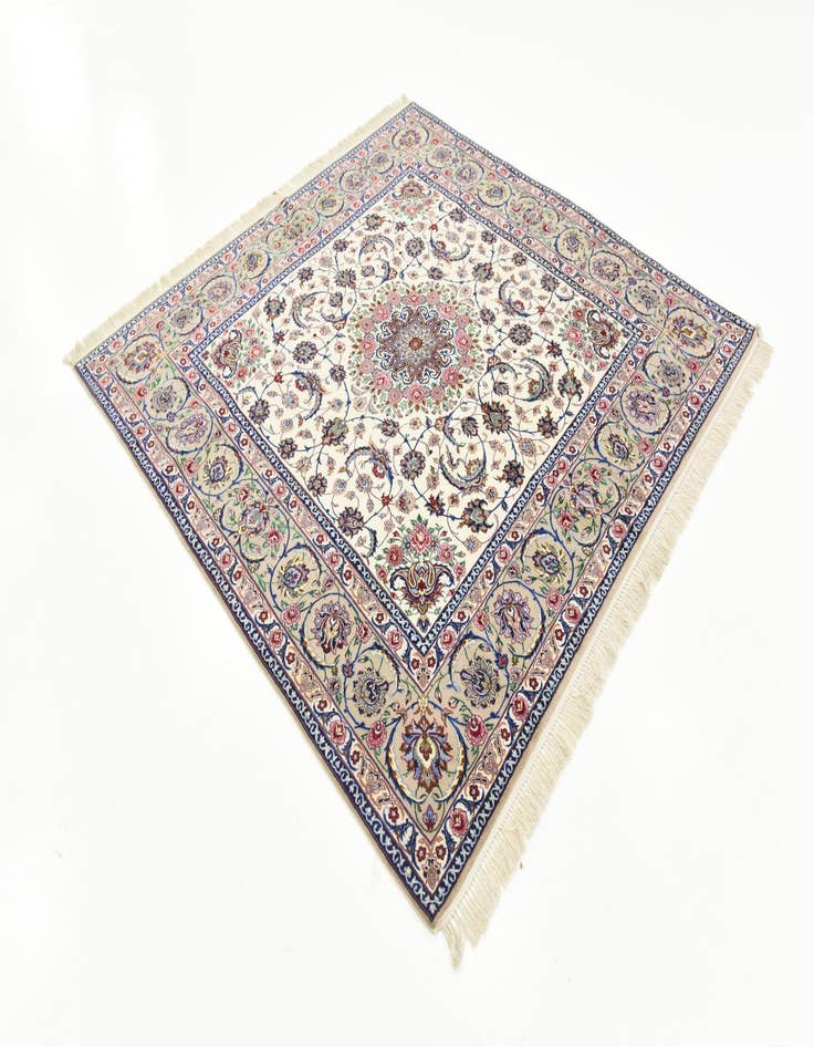 Detail image of  6' 7 x 6' 8  Hand Knotted Isfahan Persian Square Rug