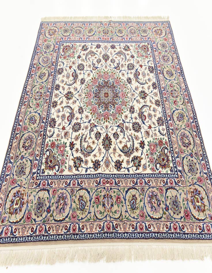 Detail image of  6' 7 x 6' 8  Hand Knotted Isfahan Persian Square Rug