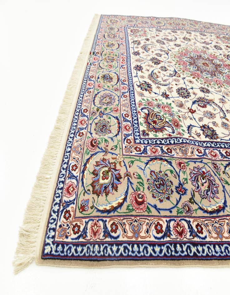 Detail image of  6' 7 x 6' 8  Hand Knotted Isfahan Persian Square Rug