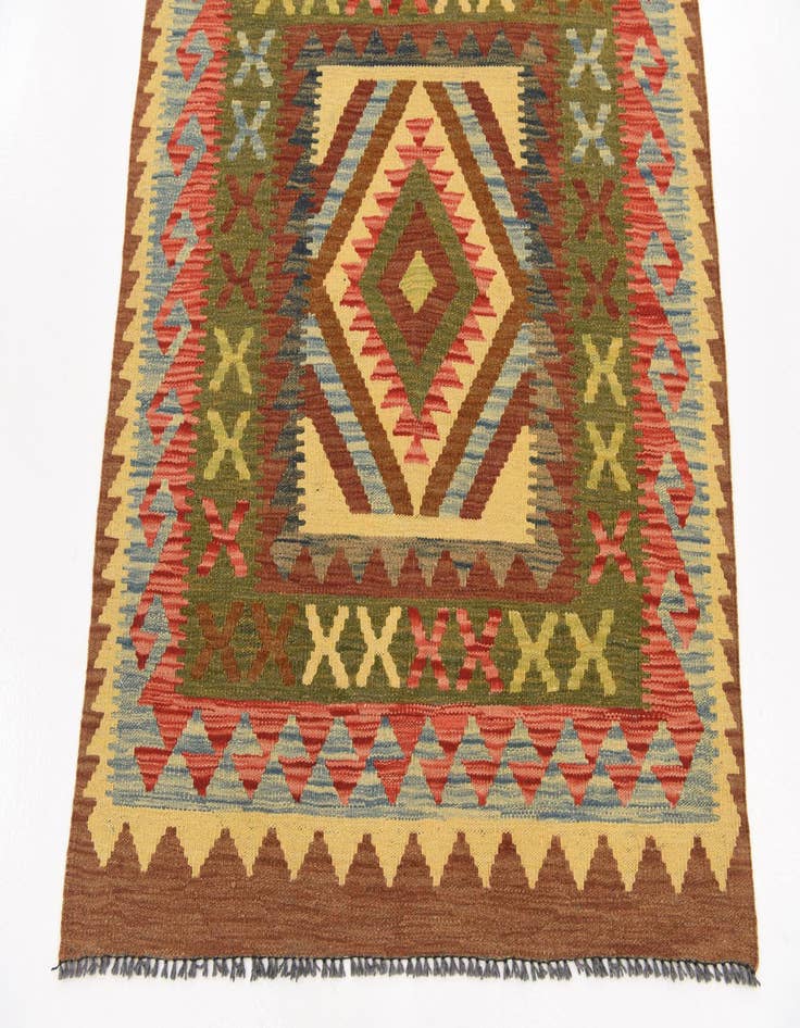 Detail image of  3' 5 x 3' 8  Hand Woven Kilim Maymana Wool Square Rug