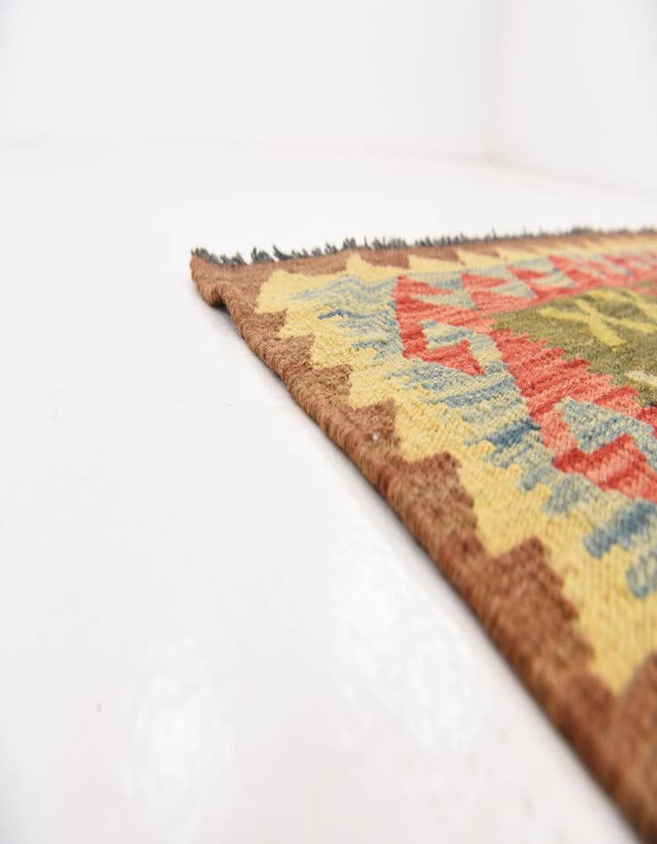 Detail image of  3' 5 x 3' 8  Hand Woven Kilim Maymana Wool Square Rug