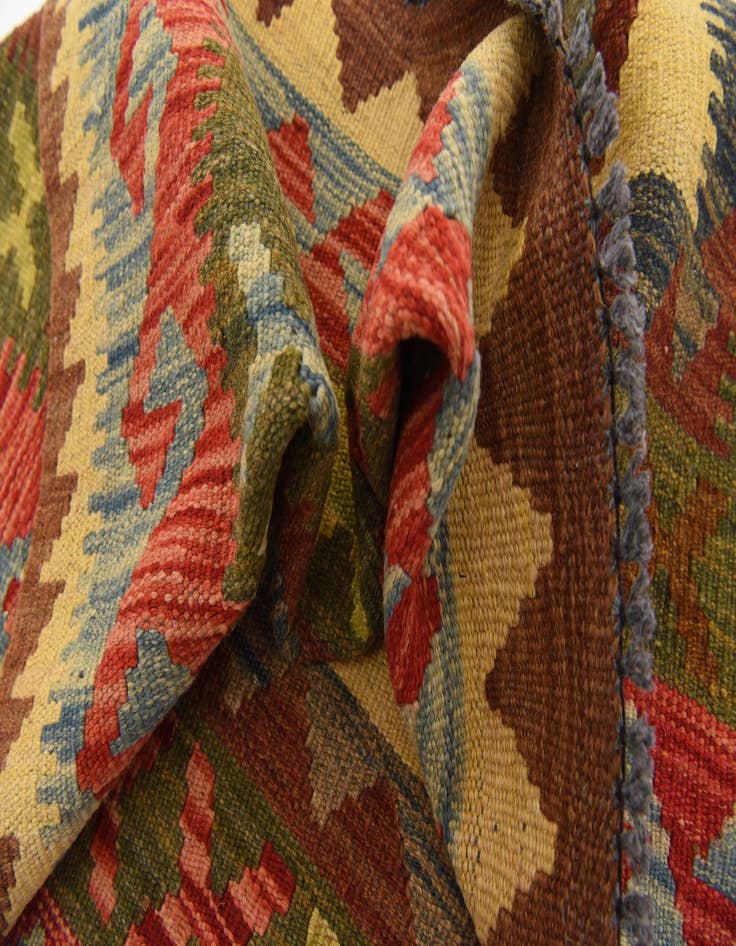 Detail image of  3' 5 x 3' 8  Hand Woven Kilim Maymana Wool Square Rug