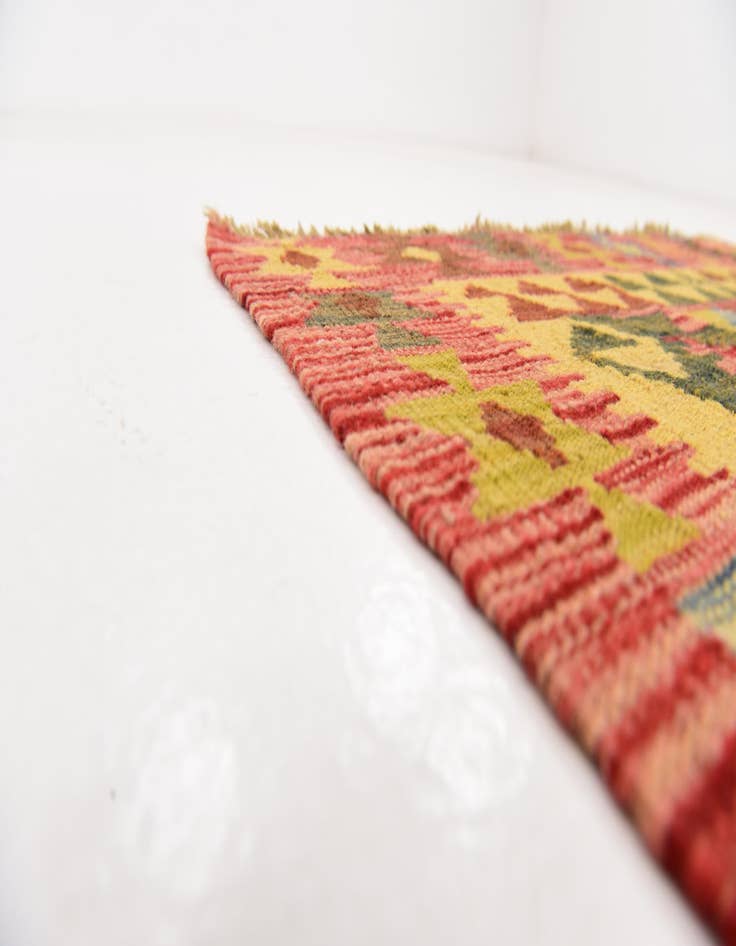 Detail image of  3' 2 x 3' 4  Hand Woven Kilim Maymana Wool Square Rug